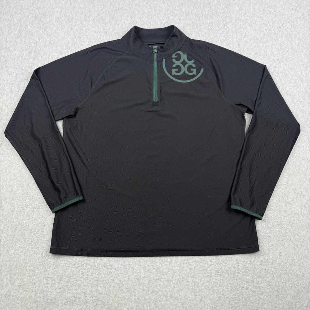 G/FORE Sweater Mens XL Black Performance 1/4 Zip Golf Tech Long Sleeve Logo
